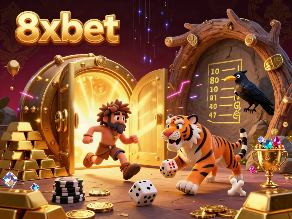 Experience the thrill of 8xbet at a prehistoric casino with unique characters and dazzling treasures.
