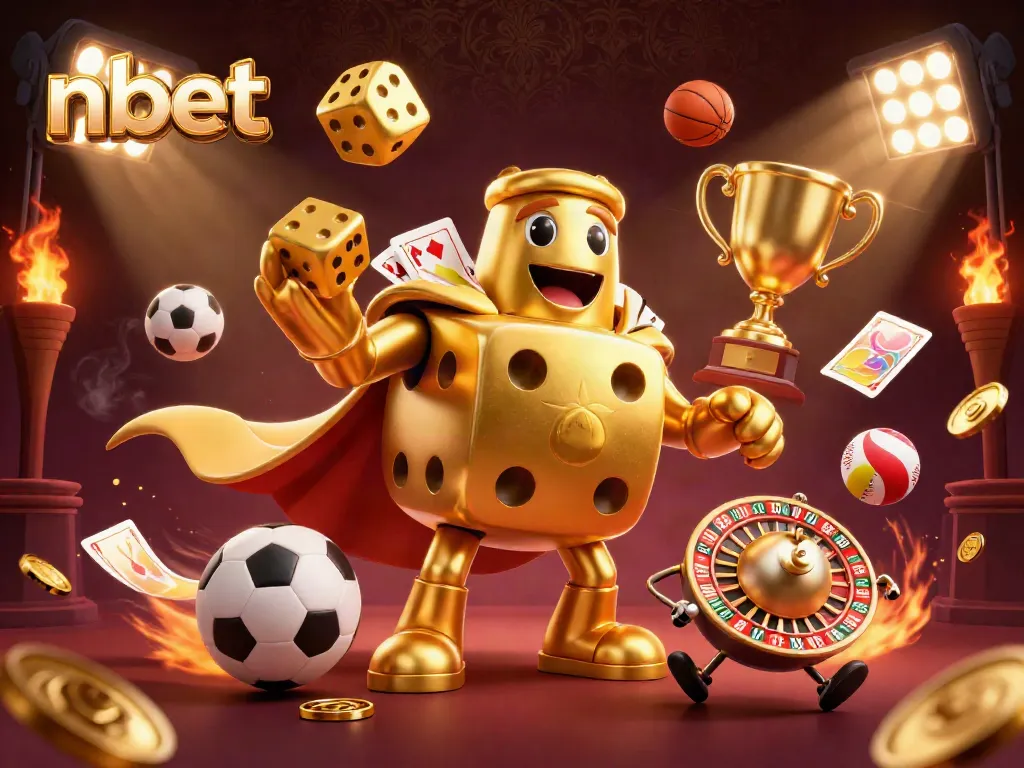 Experience nbet's vibrant casino energy with dynamic golden characters and sports elements.