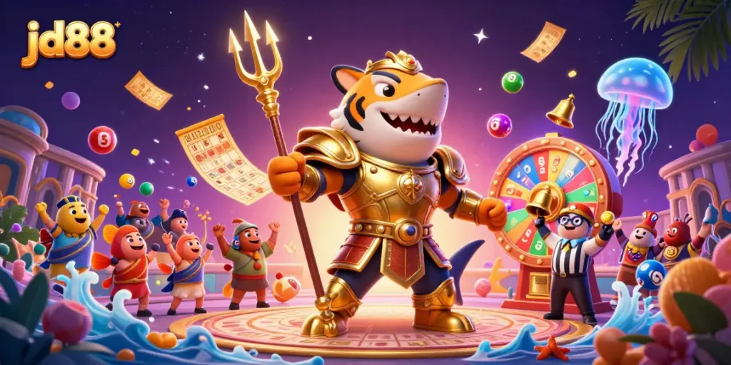 Experience thrilling gaming action at jd88 with a vibrant underwater casino scene full of colorful elements.