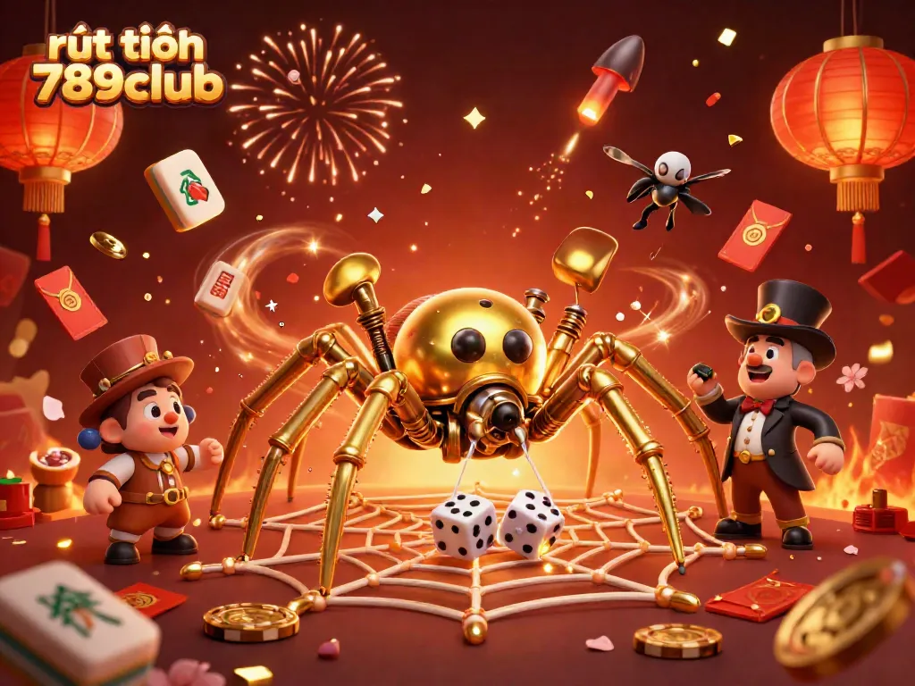 Engage in rút tiền 789club with our dynamic 3D illustration showcasing exciting casino elements.