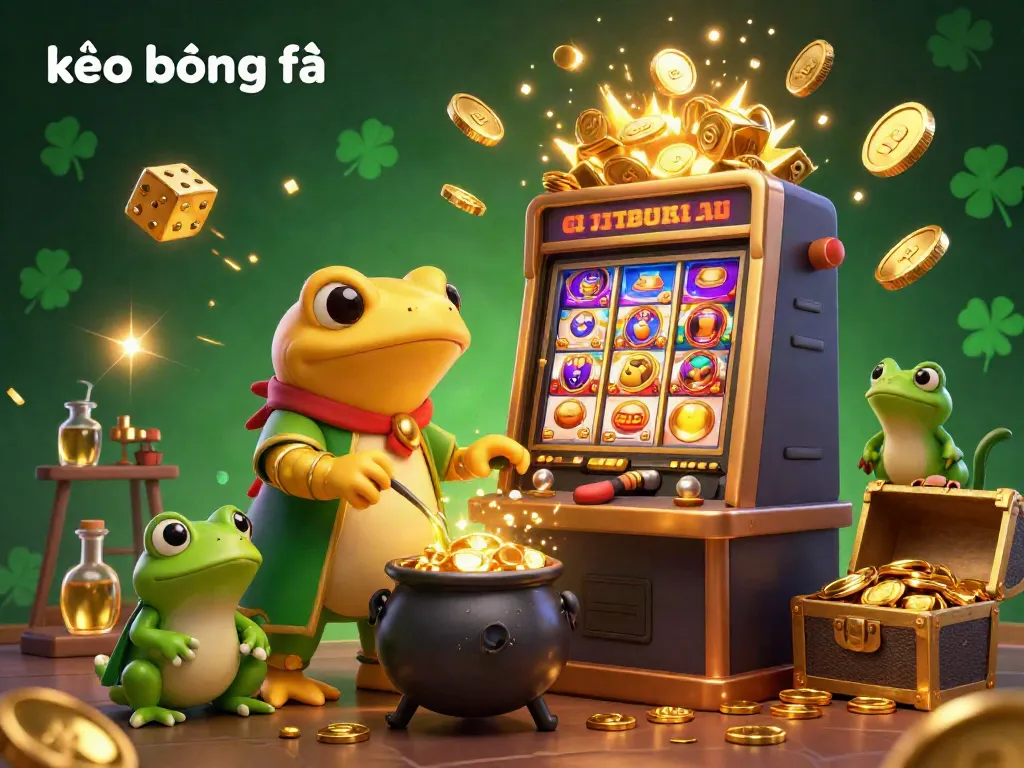 Activate your luck with kèo bóng đá as gold coins and casino game excitement surround a magical scene.