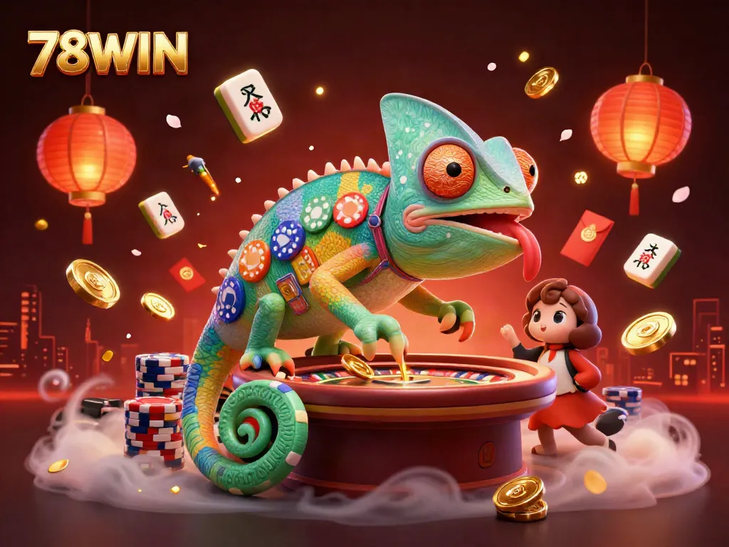 Experience vibrant gaming with 78WIN’s dynamic casino characters and festive elements.