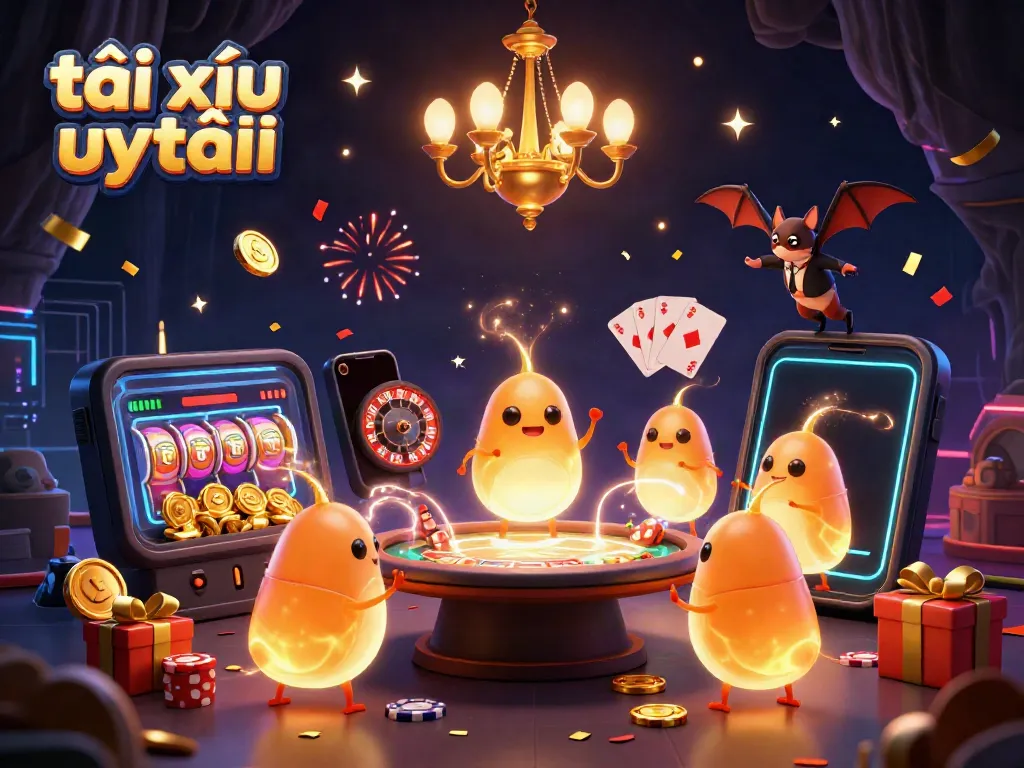 Experience the excitement of tài xỉu uy tín with vibrant glowworms lighting up a casino scene.