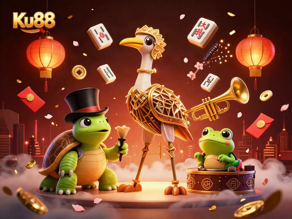Experience thrilling bets at Ku88 with gaming characters at a vibrant speakeasy atmosphere.