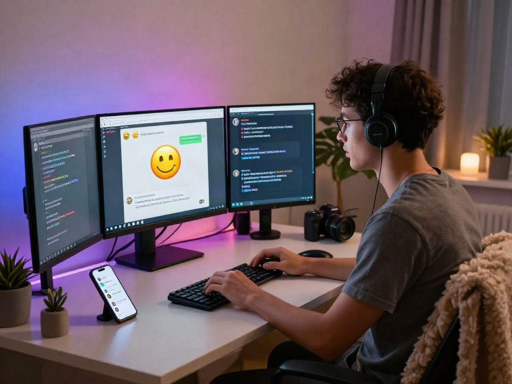 Engaging nsfw AI chat scene in a modern home office with immersive interaction.