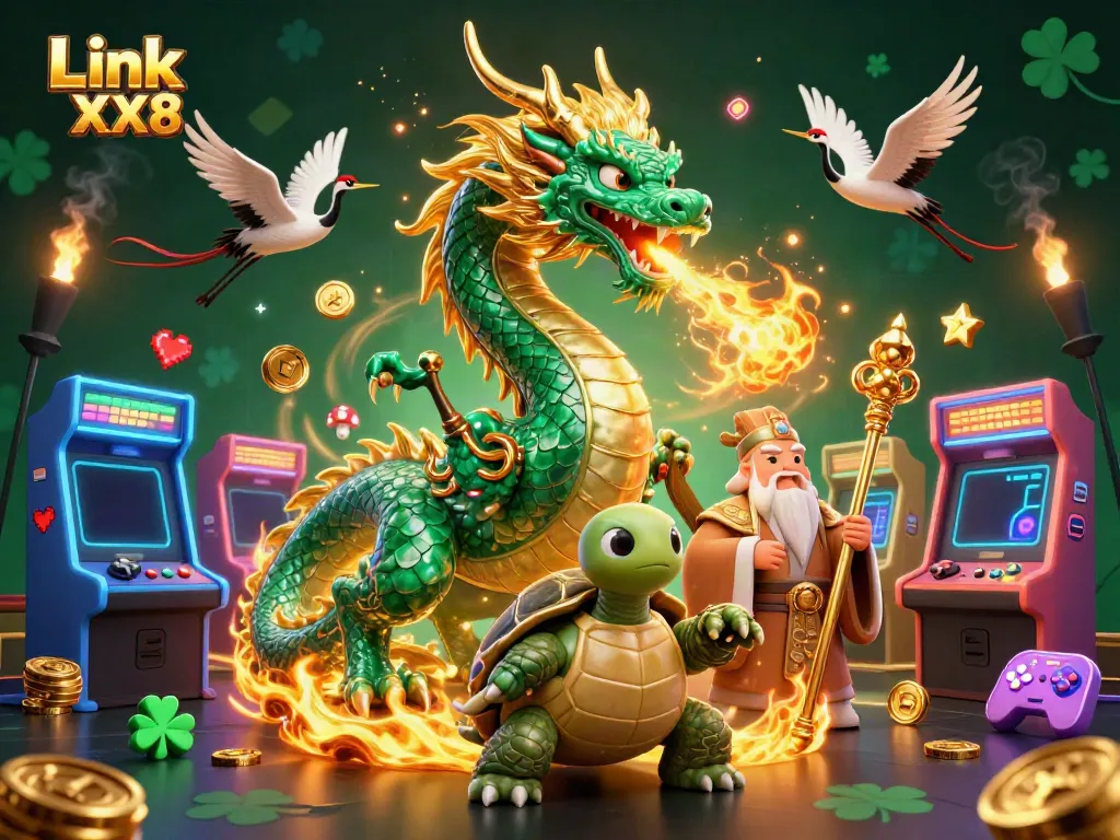 Engage with Link XX8 and experience thrilling gameplay with vibrant dragon and lucky symbols.