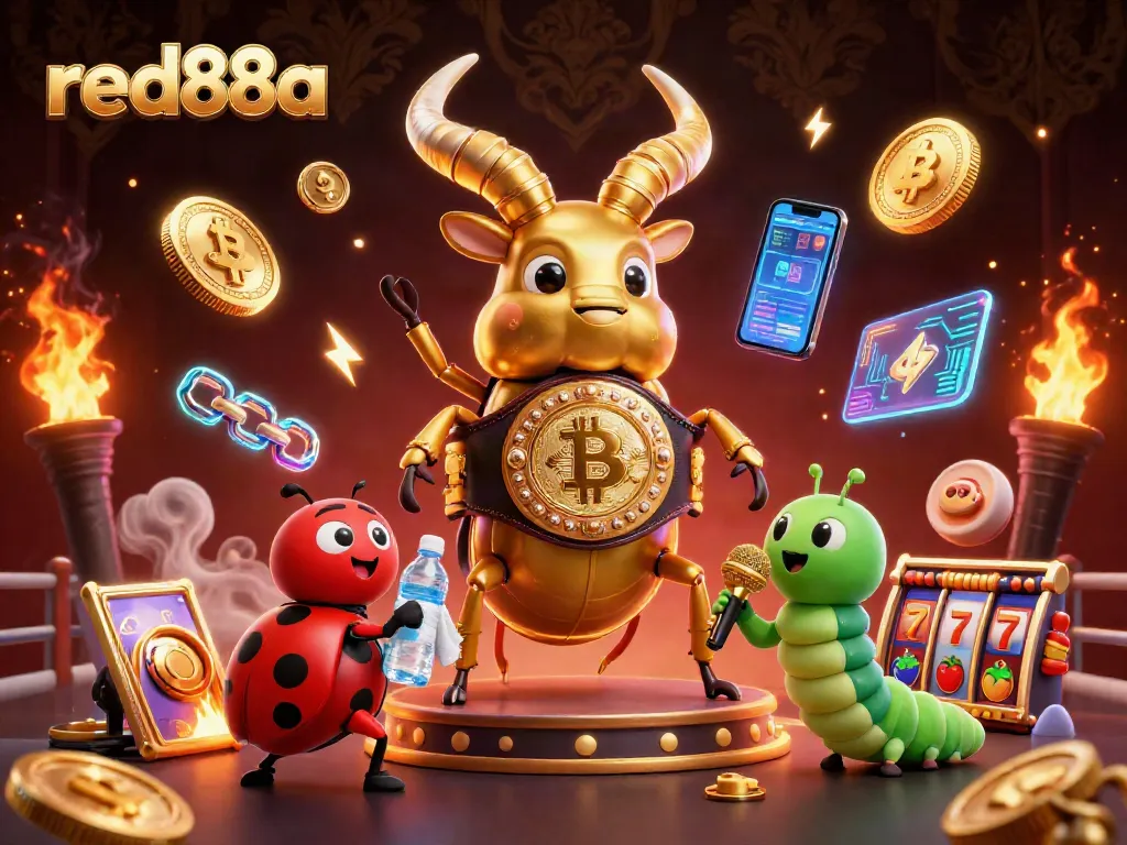 Engage with red88a's dynamic slot game action featuring vibrant 3D characters and crypto elements.