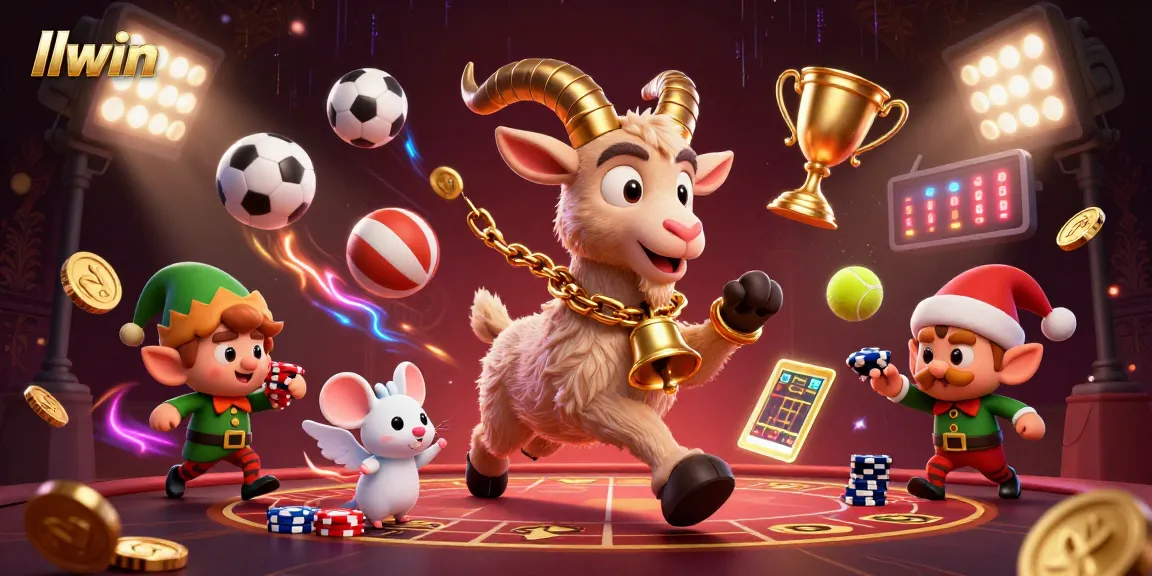 Engage with thrilling moments at llwin's festive casino, surrounded by whimsical characters and dynamic gaming elements.