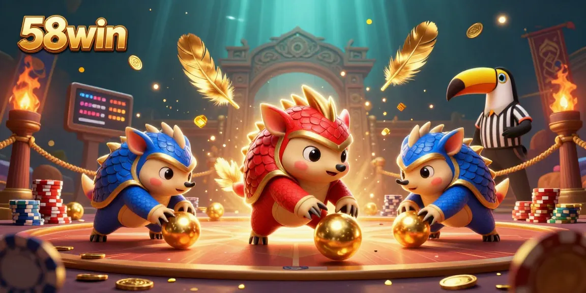 Engage in thrilling gameplay with 58win as pangolins bowl through poker chips.