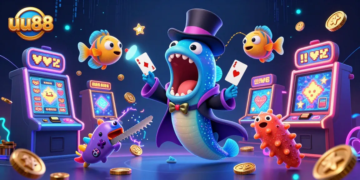 Witness the uu88 casino magic with performing sea creatures juggling colorful slot elements.