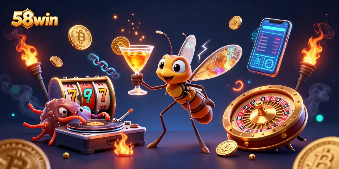 Spin the reels and join the 58win casino experience with dynamic characters and vibrant elements.