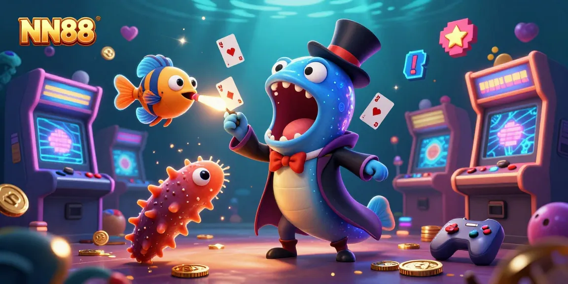 Engage with NN88's dynamic casino experience featuring vibrant characters and gaming elements.