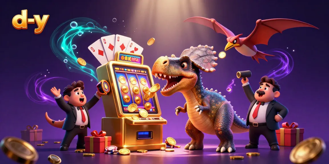 Experience the excitement of d-y casino with animated golden slots and characters that bring luck!