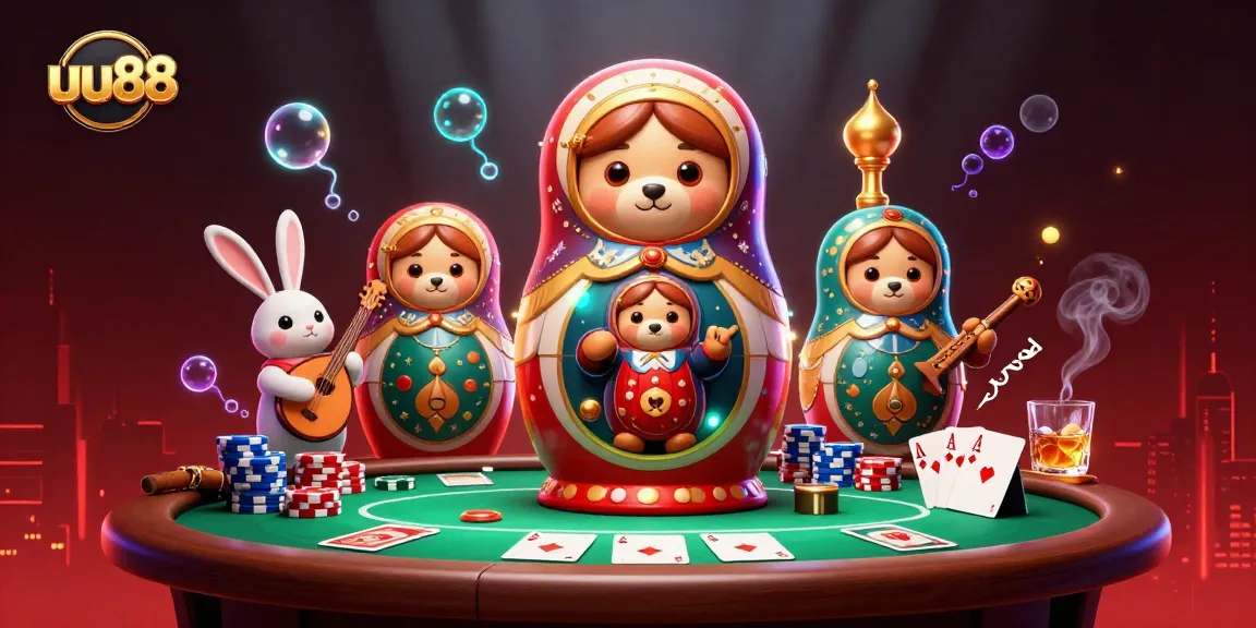 Experience the fun at uu88 with immersive 3D casino illustration showcasing vibrant characters and elements.